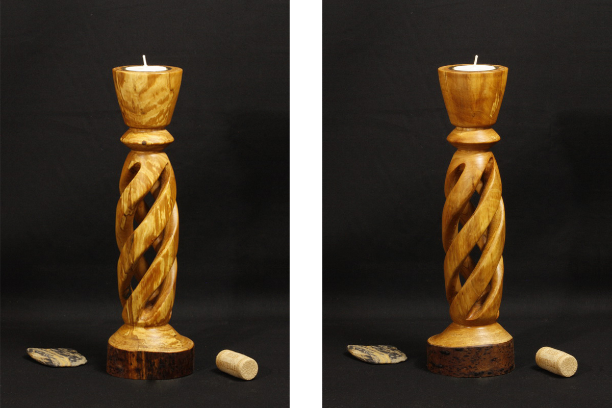 Teelichhalter aus Kirschholz, handgearbeitet, Holzkunst ,Kerzenhalter